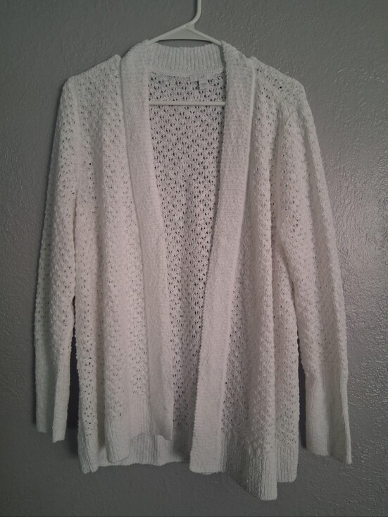 J. Jill Sweaters - J Jill Open Knit Sweater Cardigan White Light Weight Cotton Blend XL